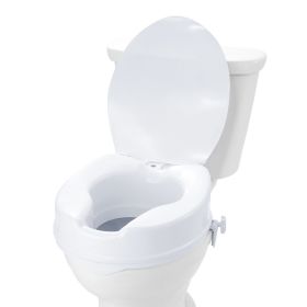 VEVOR Raised Toilet Seat, 4" Height Raised, 300 lbs Weight Capacity, Universal Toilet Seat Riser, Screw Rod Locking, with Toilet Seat, for Elderl
