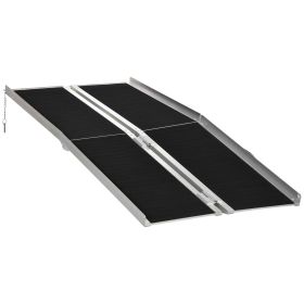 HOMCOM 6ft Aluminum Mobility Ramp, Anti-Slip, Easy Folding for Quick Access, Steps, Doorways, Black