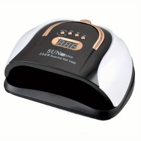 256W High-Power UV LED Nail Lamp With 4 Timer Settings, Automatic Sensor & Smart Display - Fast Gel Polish Curing, Purple & Black Design, Ergonom (Color: White)