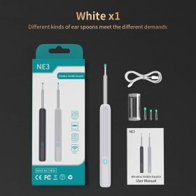 NE3 Ear Cleaner High Precision Ear Wax Removal Tool with Camera LED Light Wireless Otoscope Smart Ear Cleaning Kit Best Gift (Color: White)
