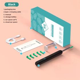 Wireless WiFi Ear Pick Otoscope Camera Borescope Luminous Ear Wax Cleaning Teeth Oral Inspection Health Care Ear Cleaner (Color: Black)