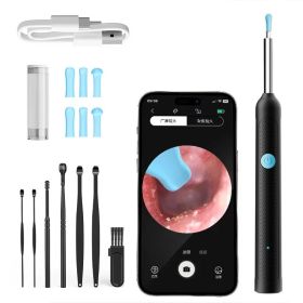 Wireless WiFi Ear Pick Otoscope Camera Borescope Luminous Ear Wax Cleaning Teeth Oral Inspection Health Care Ear Cleaner (Color: Black-9pcs)